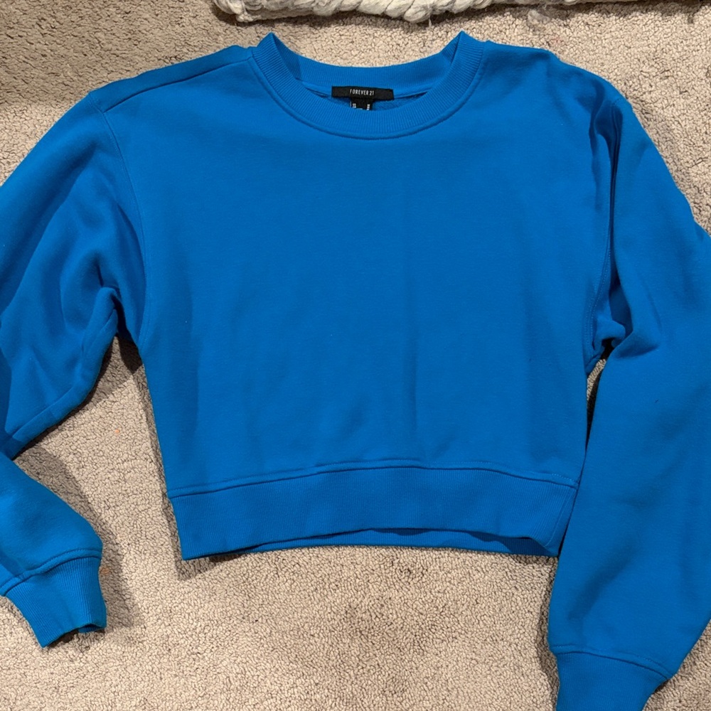 Forever 21 Vibrant Blue Cropped Hoodie